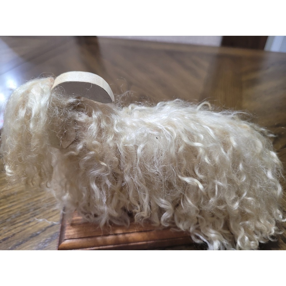 Mohair Magic Originals Wood Goat with Mohair Pelt Figurine Charming Rustic Decor - Picture 3 of 10